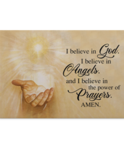 I Believe in God I Believe in Angels and I Believe in The Power of Prayers Amen Framed Canvas - Unframed Poster, White, 0.75'' Framed Canvas