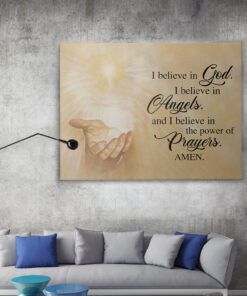 Alternative view of I Believe in God I Believe in Angels and I Believe in The Power of Prayers Amen Framed Canvas - Unframed Poster
