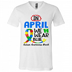 autism shirt, White, V-Neck T-Shirt