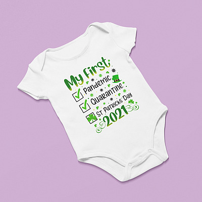 Alternative view of My First St Patricks Day Pandemic 2021 Quarantined Irish Baby Onesie - Toddler Baby Infant Bodysuit
