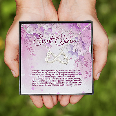 Alternative view of Soul Sister Thank You For Being My Rock My Cheerleader And My Forever Friend Infinity Heart Pendant Necklace