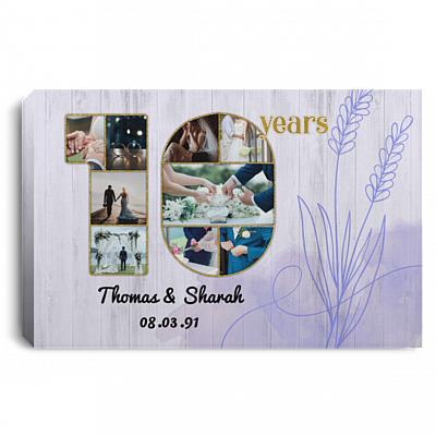 Custom Photo 10 Years Anniversary Framed Canvas Prints - Unframed Poster - Personalized Anniversary Gift, White, 0.75'' Framed Canvas