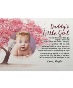 Personalized Photo Daddy's Little Girl Gallery Wrapped Framed Canvas Prints-Poster-Home Decor Wall Art, White, 0.75'' Framed Canvas