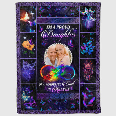 Alternative view of Personalized Photo I'm A Proud Daughter Of A Wonderful Dad In Heaven Fleece Blanket - Sherpa Blanket