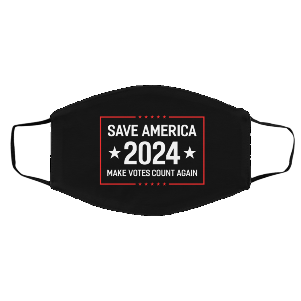 Save America 2024 Make Votes Count Again Washable Reusable Custom Printed Cloth Face Mask Cover, Black, Cloth Face Cover – Medium/Large