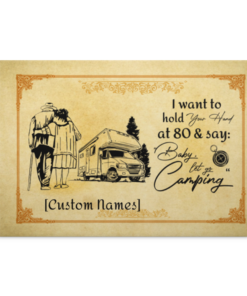 Personalized Camping I Want To Hold Your Hand At 80 Let's Go Camping Framed Canvas - Unframed Poster, White, 0.75'' Framed Canvas