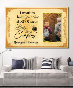 Alternative view of Personalized Custom Photo I Want To Hold Your Hand At 80 Let's Go Camping Framed Canvas - Unframed Poster