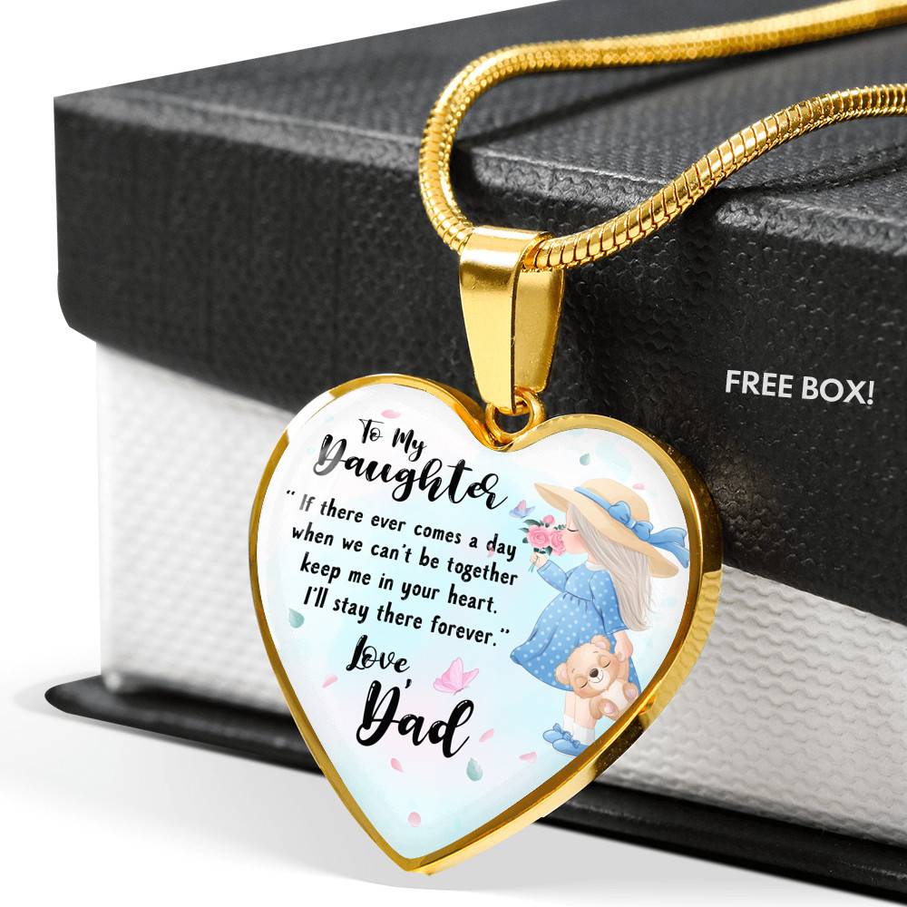 To My Daughter Keep Me In Your Heart Love Dad Heart Pendant Necklace - Daughter Necklace From Dad - Heart Luxury Necklace (Gold Plated) To My Daughter Keep Me In Your Heart Love Dad Heart Pendant Necklace - Daughter Necklace From Dad - Heart Luxury Necklace (Gold Plated)