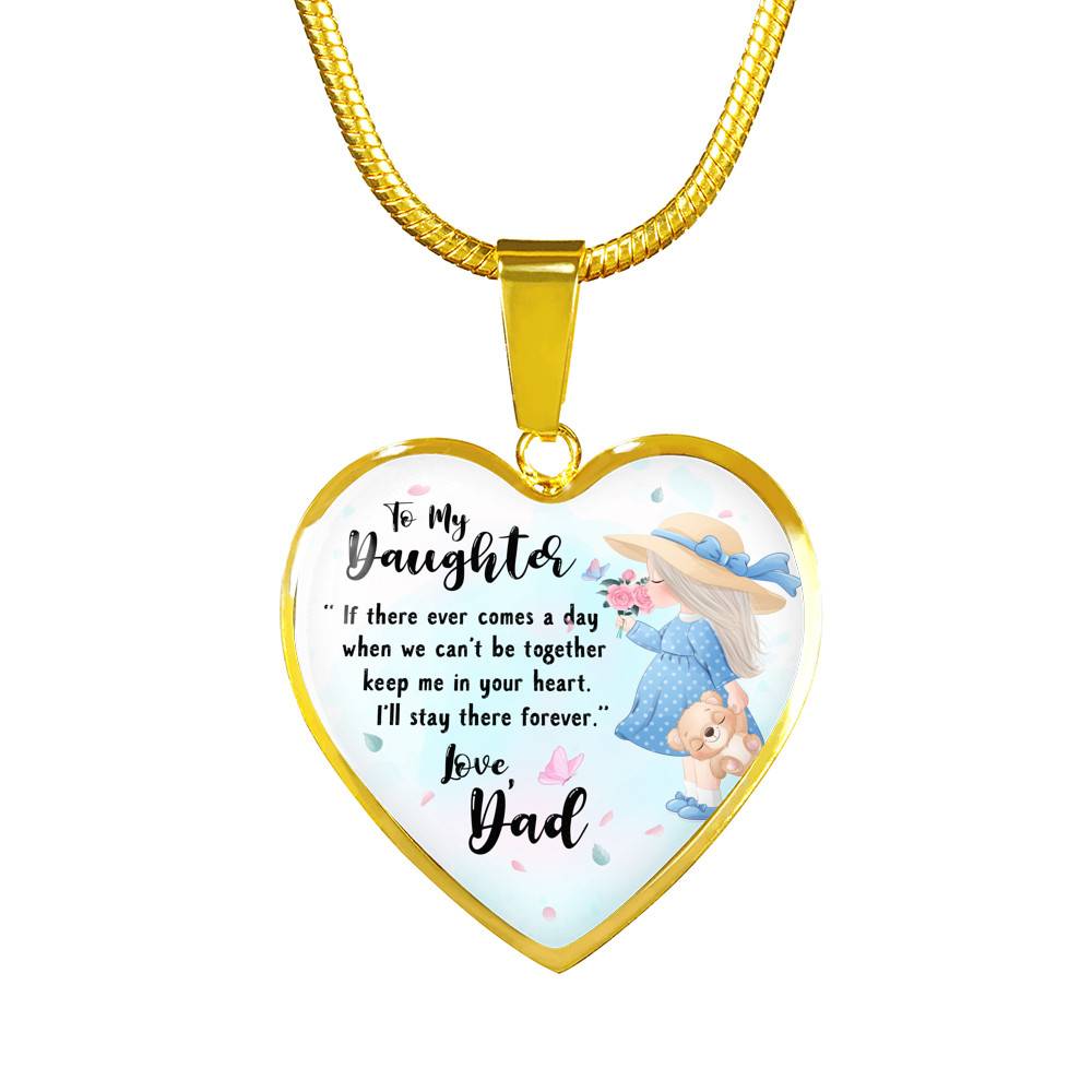 To My Daughter Keep Me In Your Heart Love Dad Heart Pendant Necklace - Daughter Necklace From Dad - Heart Luxury Necklace (Gold Plated) To My Daughter Keep Me In Your Heart Love Dad Heart Pendant Necklace - Daughter Necklace From Dad - Heart Luxury Necklace (Gold Plated)