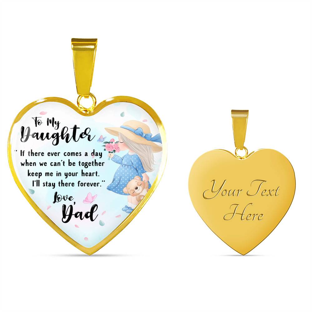 To My Daughter Keep Me In Your Heart Love Dad Heart Pendant Necklace - Daughter Necklace From Dad - Heart Luxury Necklace (Gold Plated) To My Daughter Keep Me In Your Heart Love Dad Heart Pendant Necklace - Daughter Necklace From Dad - Heart Luxury Necklace (Gold Plated)