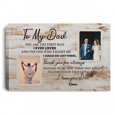 Custom Photo Forever Your Little Girl Wrapped Framed Canvas Prints - Unframed Poster - Dad Gift Personalized, White, 0.75'' Framed Canvas