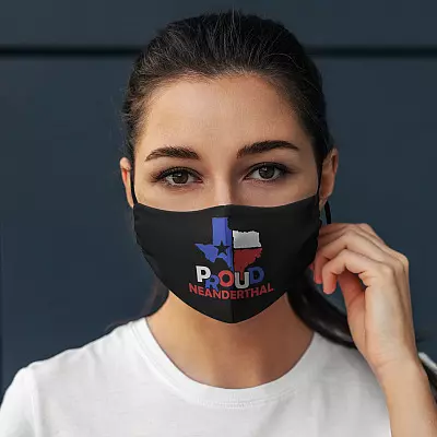 Alternative view of Proud Texas Neanderthal Funny Texas Political Washable Reusable Custom Printed Cloth Face Mask Cover