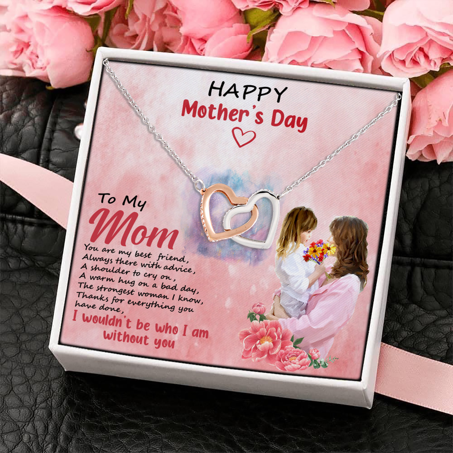 4UT. Mom Child Hugging (6) Interlocking Hearts Necklace 4