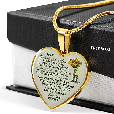 Daughter To My Wonderful Mom I Am Because You Are So Much Of Me Is Made From Heart Pendant Necklace - Heart Luxury Necklace (Gold Plated)