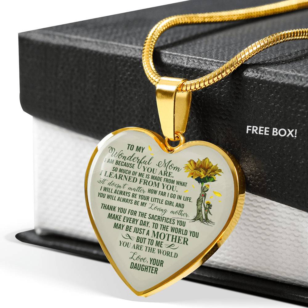 Daughter To My Wonderful Mom I Am Because You Are So Much Of Me Is Made From Heart Pendant Necklace - Heart Luxury Necklace (Gold Plated)