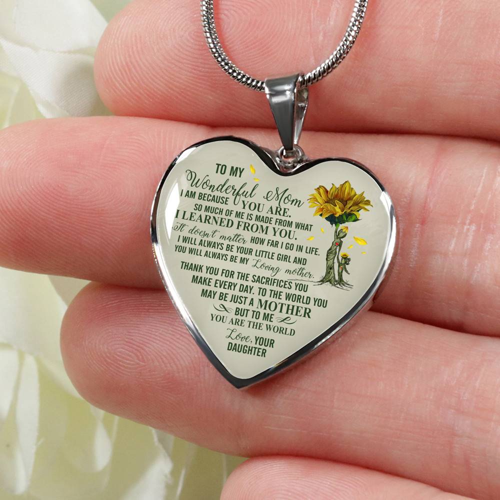 Daughter To My Wonderful Mom I Am Because You Are So Much Of Me Is Made From Heart Pendant Necklace - Heart Luxury Necklace (Silver)
