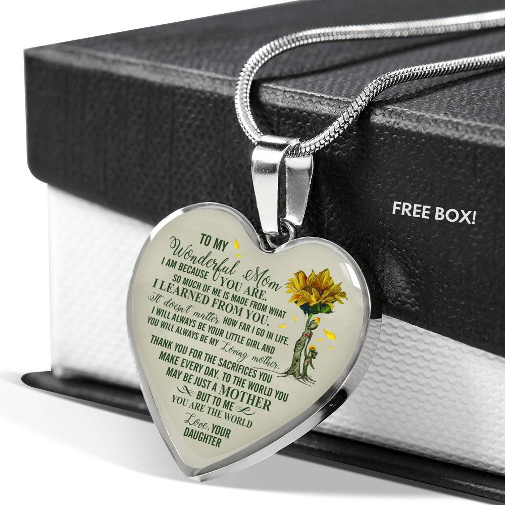 Daughter To My Wonderful Mom I Am Because You Are So Much Of Me Is Made From Heart Pendant Necklace - Heart Luxury Necklace (Silver)