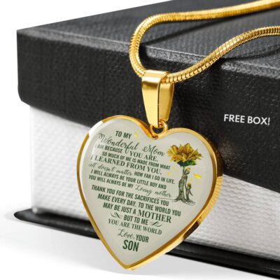 Son To My Wonderful Mom I Am Because You Are So Much Of Me Is Made From Heart Pendant Necklace - Heart Luxury Necklace (Gold Plated)