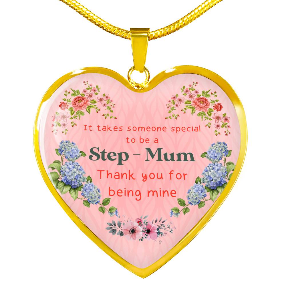 It Takes Someone Special To Be A Step Mum Thank You For Being Mine Heart Pendant Necklace - Heart Luxury Necklace (Gold Plated) It Takes Someone Special To Be A Step Mum Thank You For Being Mine Heart Pendant Necklace - Heart Luxury Necklace (Gold Plated)