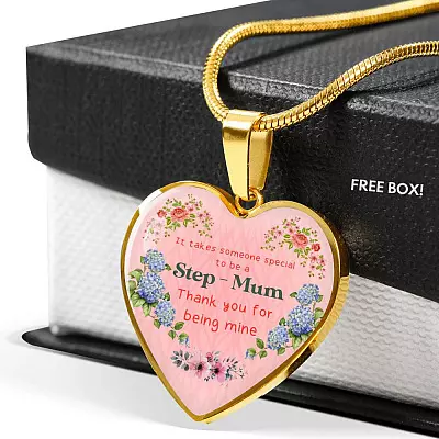 It Takes Someone Special To Be A Step Mum Thank You For Being Mine Heart Pendant Necklace - Heart Luxury Necklace (Gold Plated)