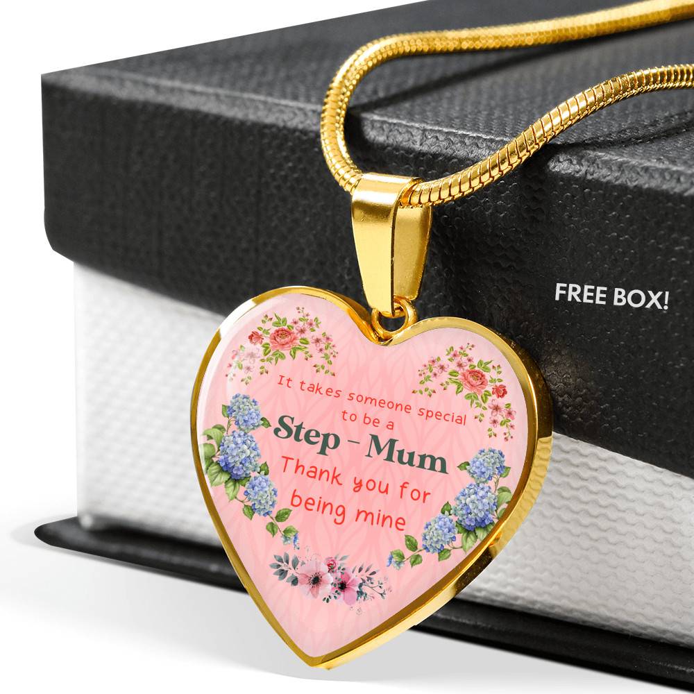 It Takes Someone Special To Be A Step Mum Thank You For Being Mine Heart Pendant Necklace - Heart Luxury Necklace (Gold Plated) It Takes Someone Special To Be A Step Mum Thank You For Being Mine Heart Pendant Necklace - Heart Luxury Necklace (Gold Plated)