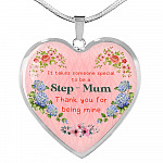 It Takes Someone Special To Be A Step Mum Thank You For Being Mine Heart Pendant Necklace - Heart Luxury Necklace (Silver) It Takes Someone Special To Be A Step Mum Thank You For Being Mine Heart Pendant Necklace - Heart Luxury Necklace (Silver)