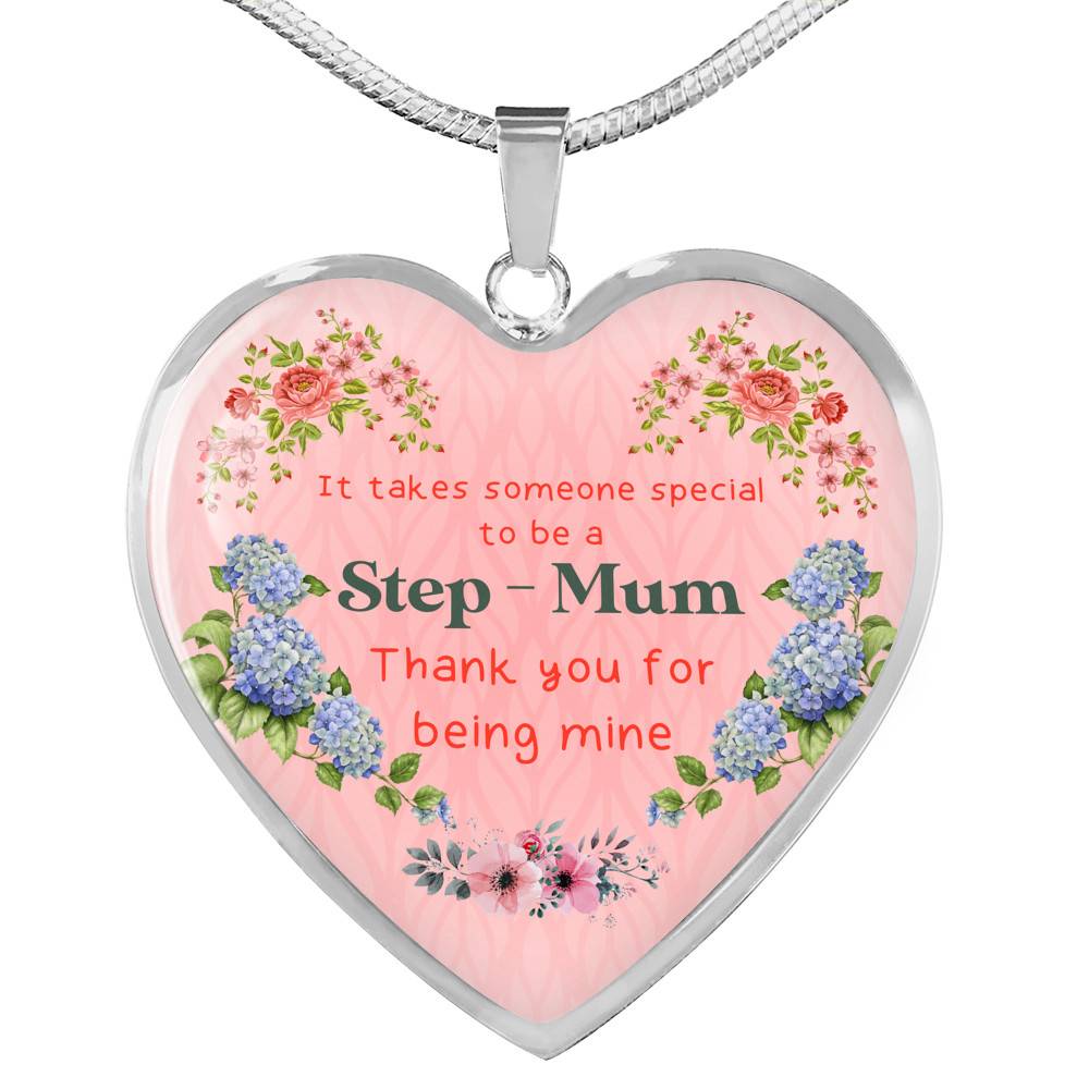 It Takes Someone Special To Be A Step Mum Thank You For Being Mine Heart Pendant Necklace - Heart Luxury Necklace (Silver) It Takes Someone Special To Be A Step Mum Thank You For Being Mine Heart Pendant Necklace - Heart Luxury Necklace (Silver)