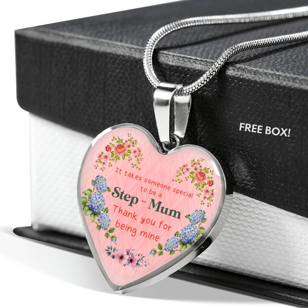 It Takes Someone Special To Be A Step Mum Thank You For Being Mine Heart Pendant Necklace - Heart Luxury Necklace (Silver) It Takes Someone Special To Be A Step Mum Thank You For Being Mine Heart Pendant Necklace - Heart Luxury Necklace (Silver)