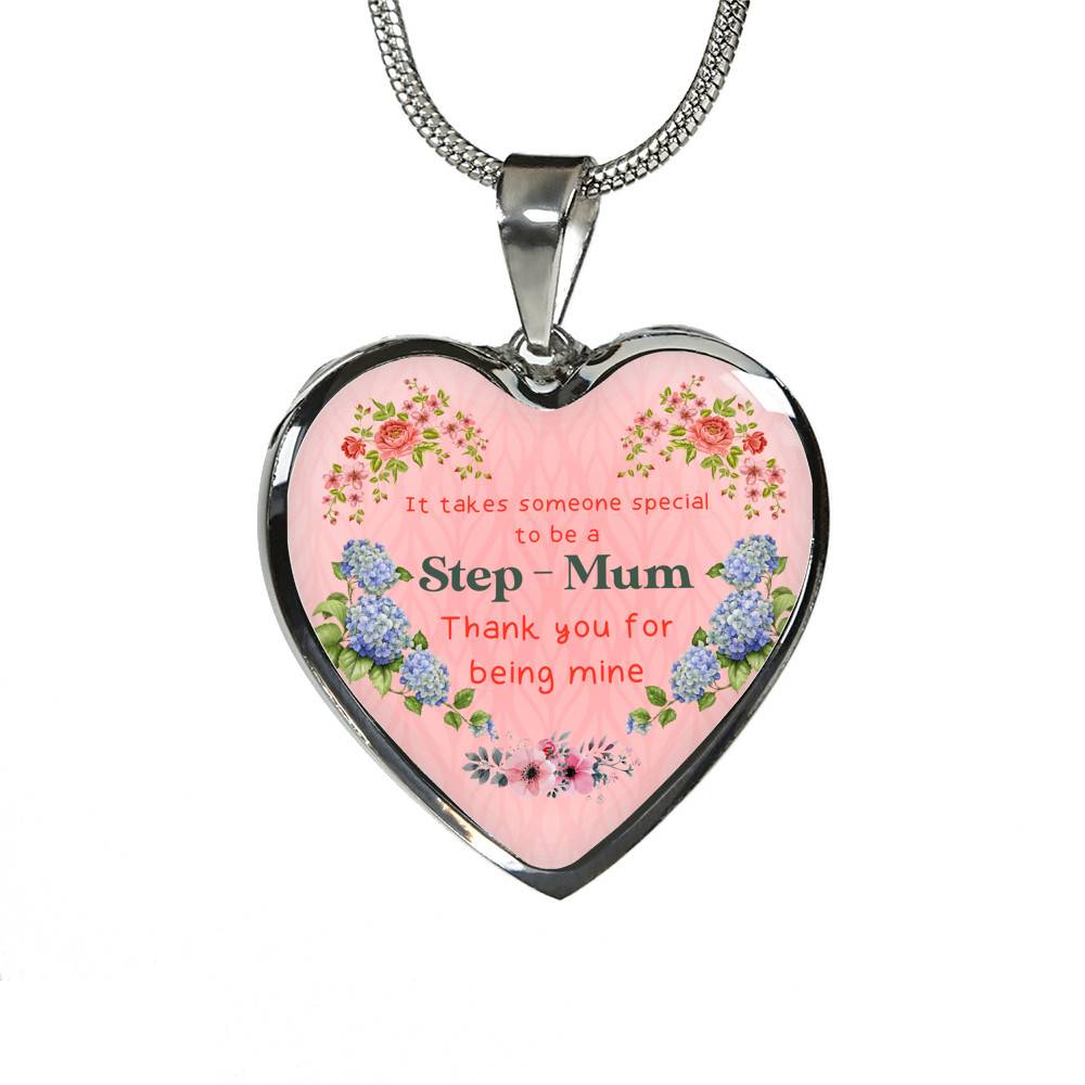 It Takes Someone Special To Be A Step Mum Thank You For Being Mine Heart Pendant Necklace - Heart Luxury Necklace (Silver) It Takes Someone Special To Be A Step Mum Thank You For Being Mine Heart Pendant Necklace - Heart Luxury Necklace (Silver)