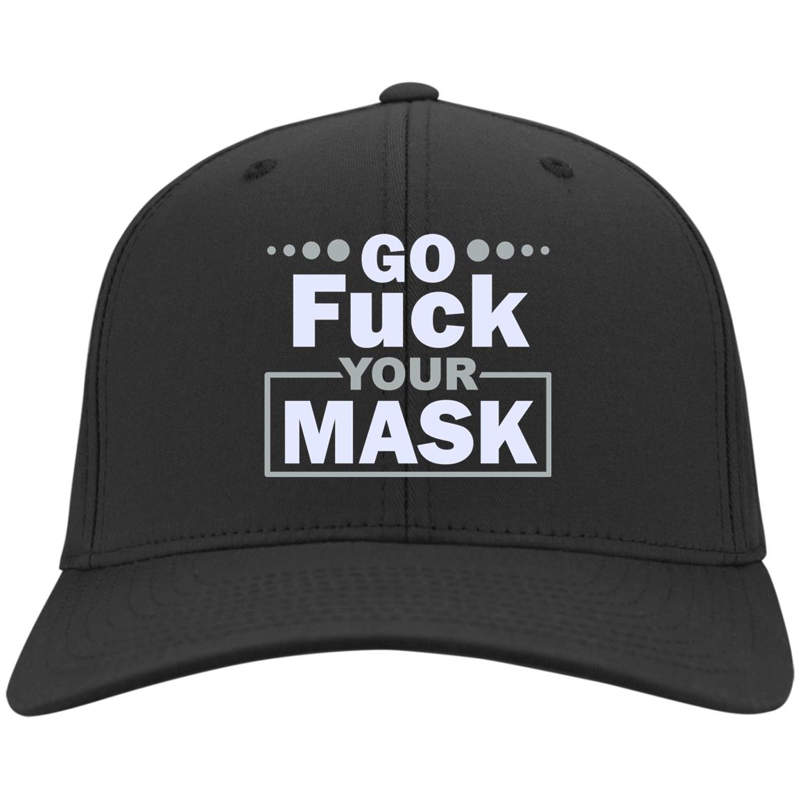 Go Fuck Your Mask Funny Twill Cap, Black, Twill Cap