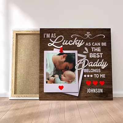 Alternative view of Personalized Photo the Best Dad Belong to Me Wrapped Framed Canvas Prints - Unframed Poster - Home Decor Wall Art
