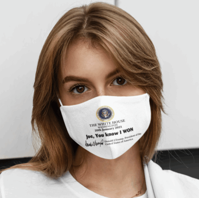 Alternative view of Funny Joe You Know I Won Trump Note Election 2021 Washable Reusable Custom Printed Cloth Face Mask Cover