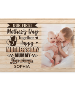 Custom Photo Our First Mother's Day Together Happy Mother's Day Mummy Ceramic Coffee Mug - Beer Stein - Water Bottle, White, 0.75'' Framed Canvas