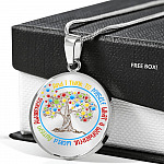 Autism Awareness And I Think To MySelf Circle Pendant Necklace - Autism Awareness Gifts - Circle Luxury Necklace (Silver)