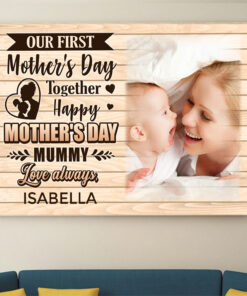 Alternative view of Custom Photo Our First Mother's Day Together Happy Mother's Day Mummy Canvas Prints - Home Decor Wall Art