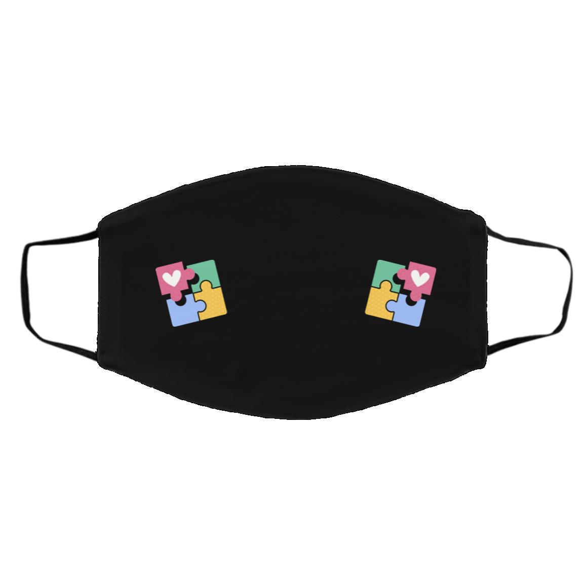 Autism Awareness Day Puzzle Washable, Black, Cloth Face Cover – Medium/Large