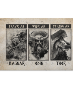 Viking Brave as Ragnar Wise as Odin Gallery Wrapped Framed Canvas Prints - Unframed Poster - Home Decor Wall Art, White, 0.75'' Framed Canvas