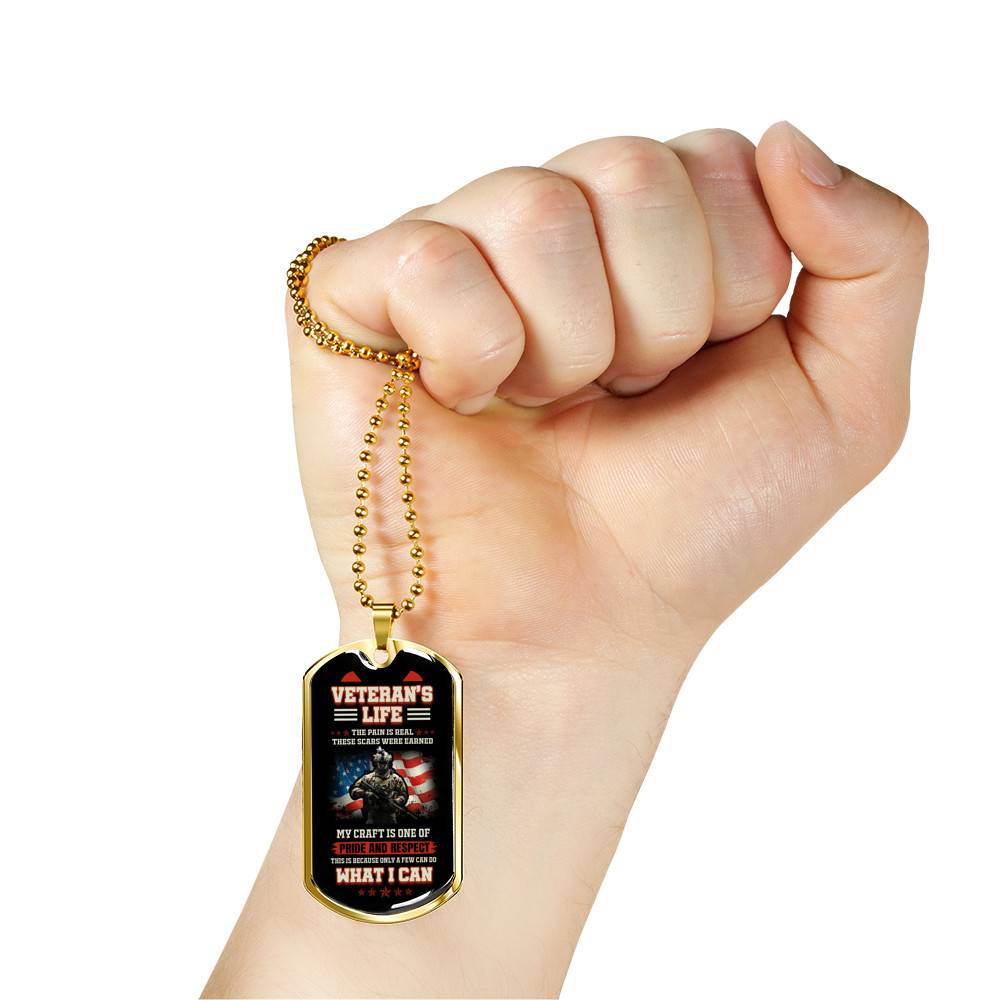 Veteran's Life the Pain Is Real These Scars Were Earned Dog Tag Pendant Necklace - Dog Tag (Gold Plated) Veteran's Life the Pain Is Real These Scars Were Earned Dog Tag Pendant Necklace - Dog Tag (Gold Plated)