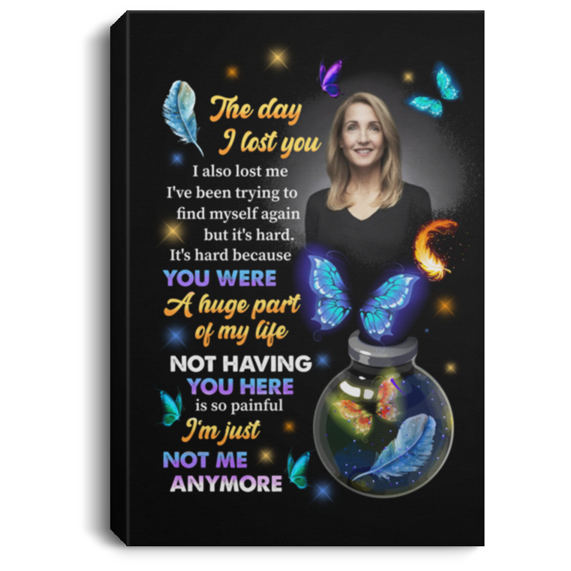 Custom Photo the Day I Lost You Memorial Gift Framed Canvas Prints - Unframed Poster - Home Wall Art, White, 0.75'' Framed Canvas