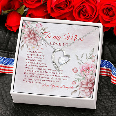 Alternative view of To My Mom I Love You To Me You Are the World Mother Daughter Gift Forever Love Pendant Necklace