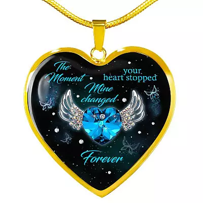 The Moment Your Heart Stopped Mine Changed Forever Heart Pendant Necklace - Heart Luxury Necklace (Gold Plated)
