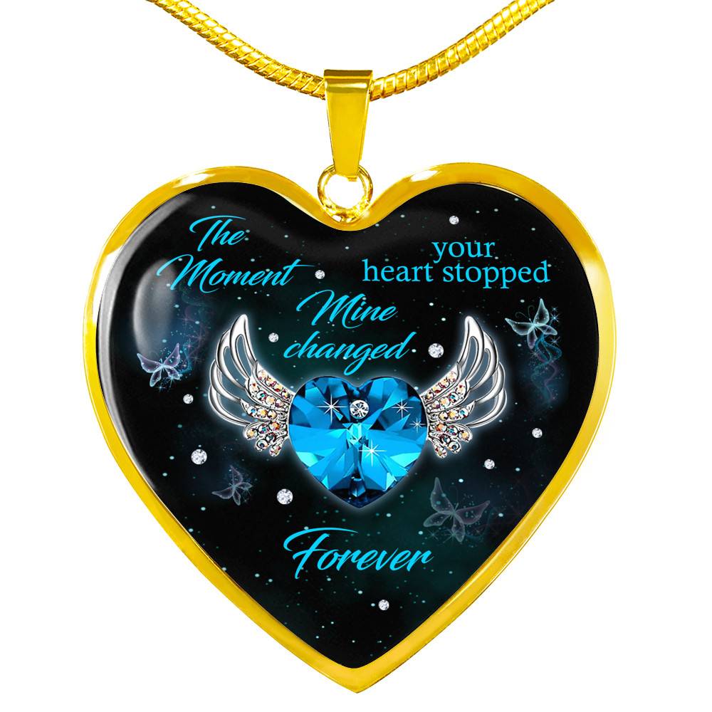 The Moment Your Heart Stopped Mine Changed Forever Heart Pendant Necklace - Heart Luxury Necklace (Gold Plated)