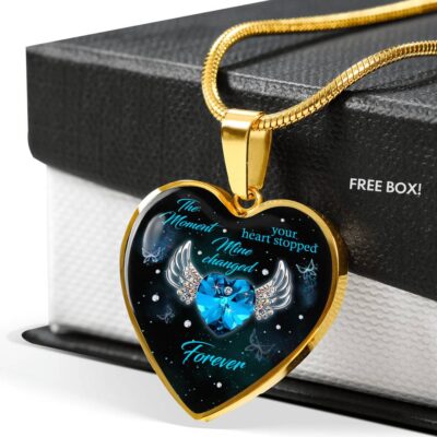 The Moment Your Heart Stopped Mine Changed Forever Heart Pendant Necklace - Heart Luxury Necklace (Gold Plated)