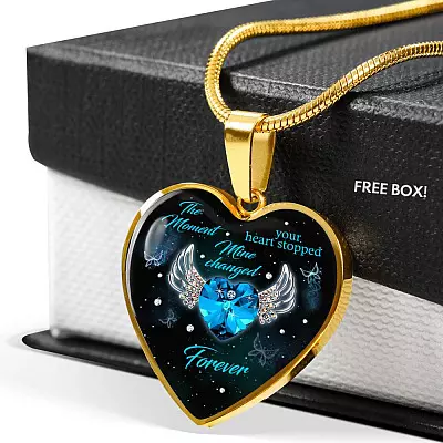 The Moment Your Heart Stopped Mine Changed Forever Heart Pendant Necklace - Heart Luxury Necklace (Gold Plated)