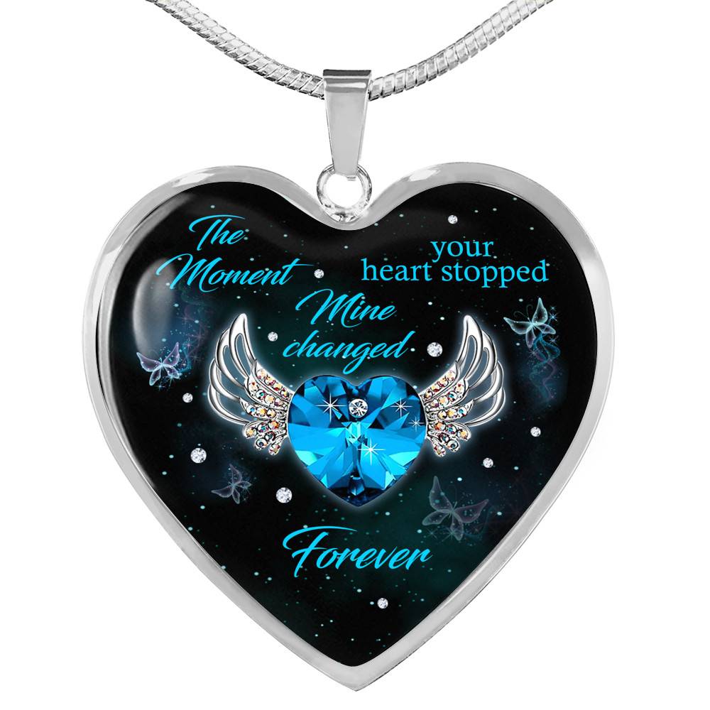 The Moment Your Heart Stopped Mine Changed Forever Heart Pendant Necklace - Heart Luxury Necklace (Silver)