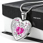 My Wings Will Have To Wait My Story Is Not Yes Butterfly Heart Pendant Necklace - Breast Cancer Survivor Necklace - Heart Luxury Necklace (Silver)