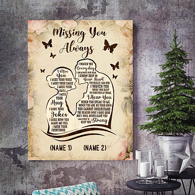 Personalized Husband Memorial Gift - Missing You Always Gift for Wife Who Lost Husband Framed Canvas - Unframed Poster