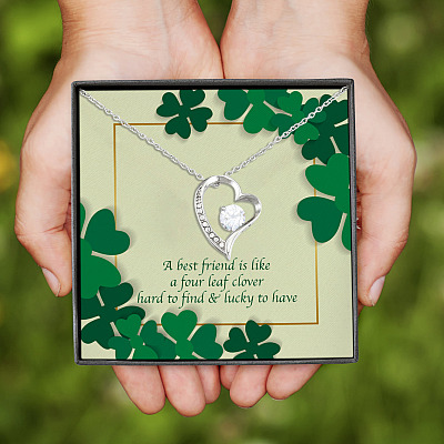 Alternative view of A Best Friend Is Like A Four Leave Clover Hard To Find and Lucky To Have Forever Love Pendant Necklace