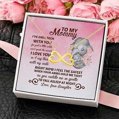 Mother's Day to My Mommy I've Only Been with You for Just a Little While Infinity Heart Pendant Necklace