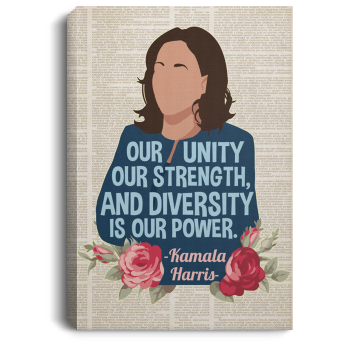 Kamala Harris Feminist - Our Unity Diversity Is Our Power Women Empowerment Framed Canvas - Unframed Poster, White, 0.75'' Framed Canvas